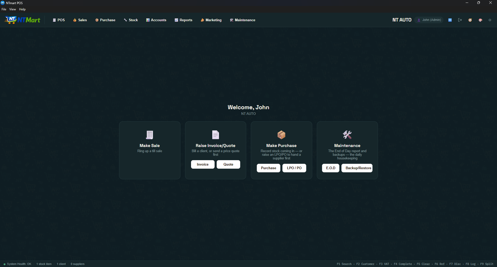 NTmart POS in dark theme
